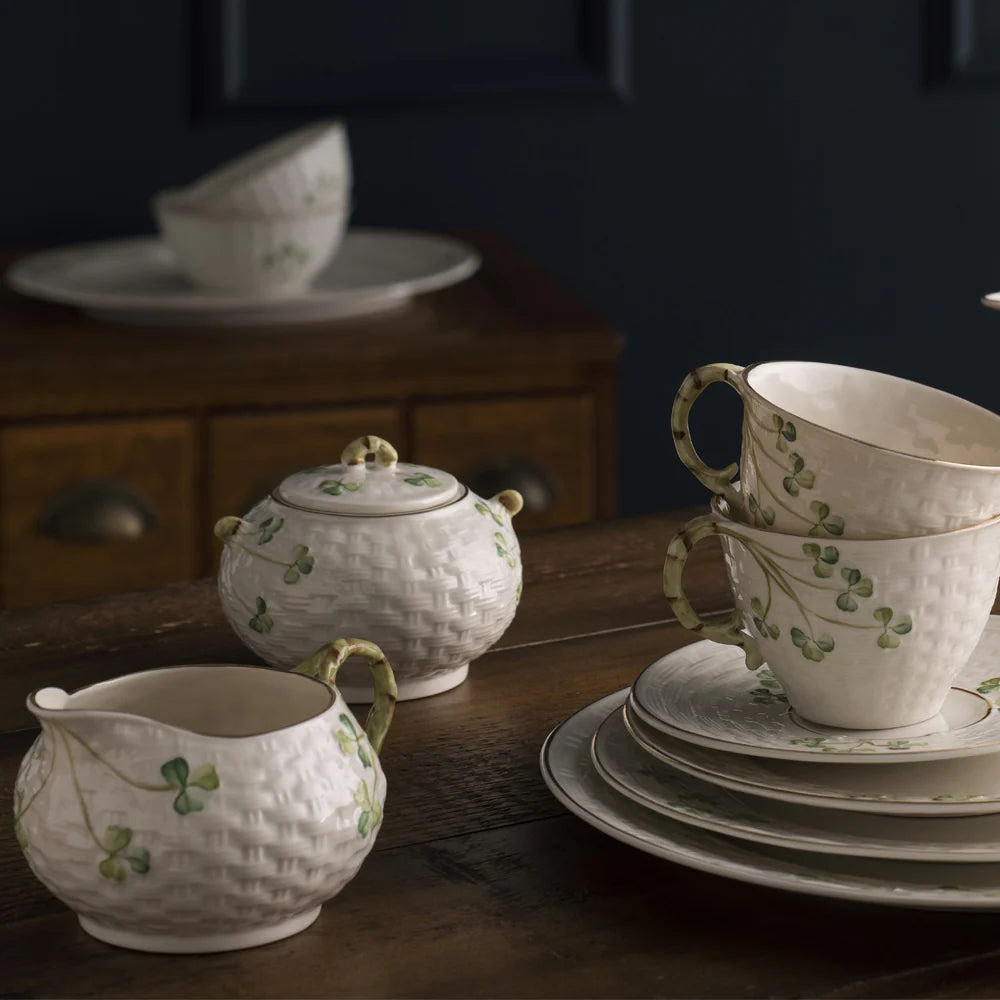 Belleek Classic 1880 - Gold Shamrock Cream Jug