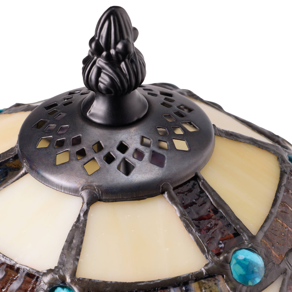 14" Celtic Pathways Stained Glass Amber Table Lamp