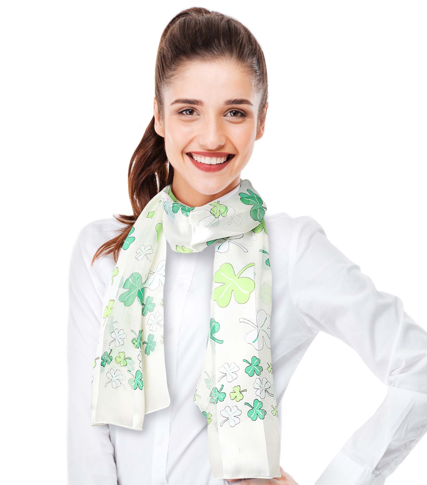 Multi Shamrock St. Patrick's Day Scarf - Silk Feeling Scarf
