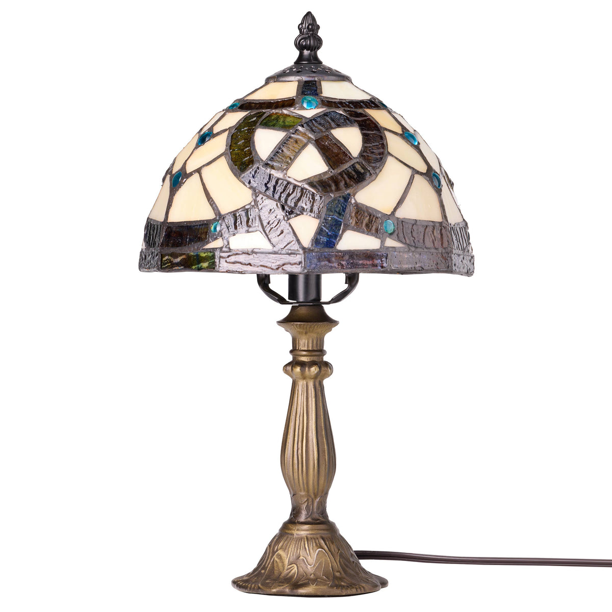 14" Celtic Pathways Stained Glass Amber Table Lamp