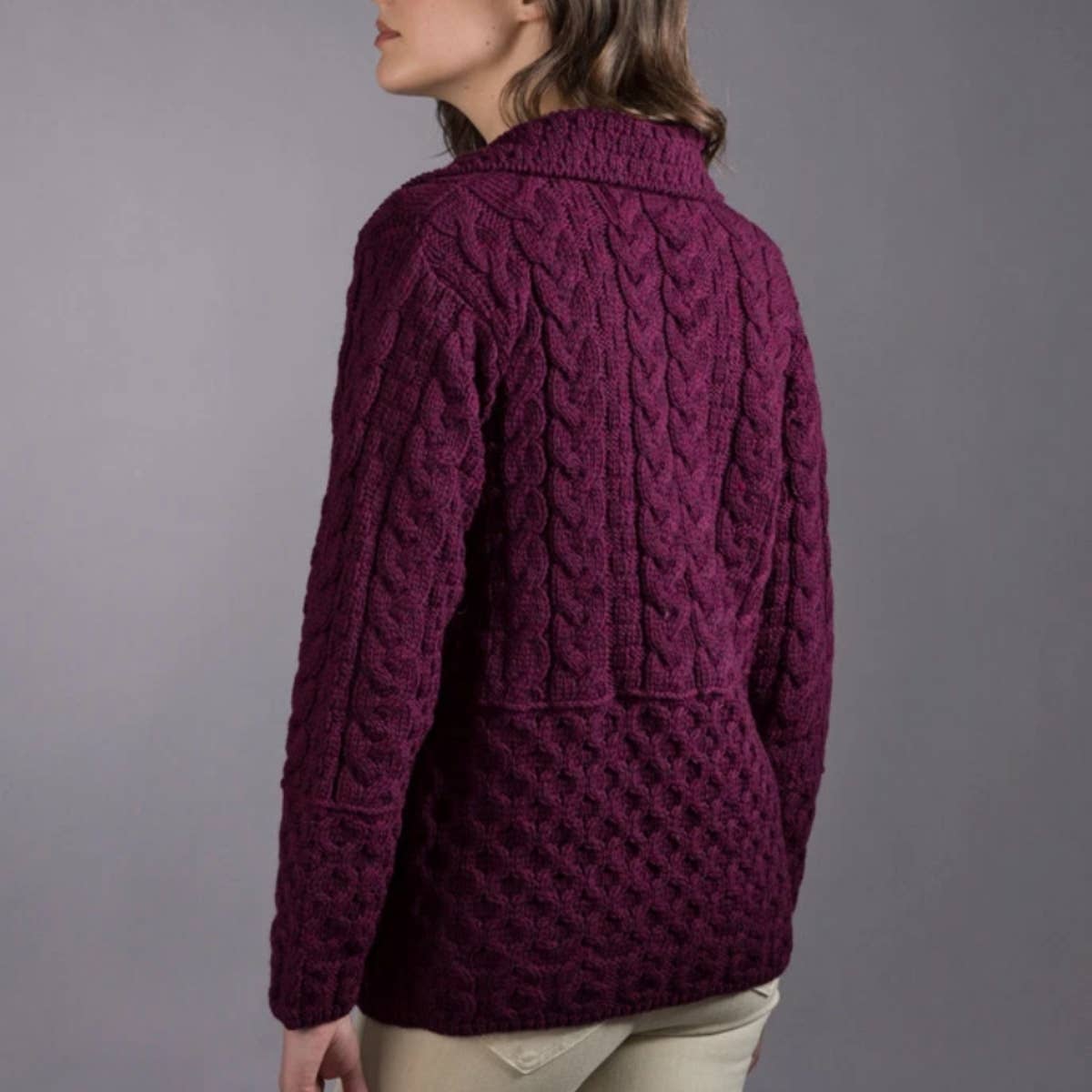 Boyne Valley Knitwear Honeycomb Ladies Wool Cardigan