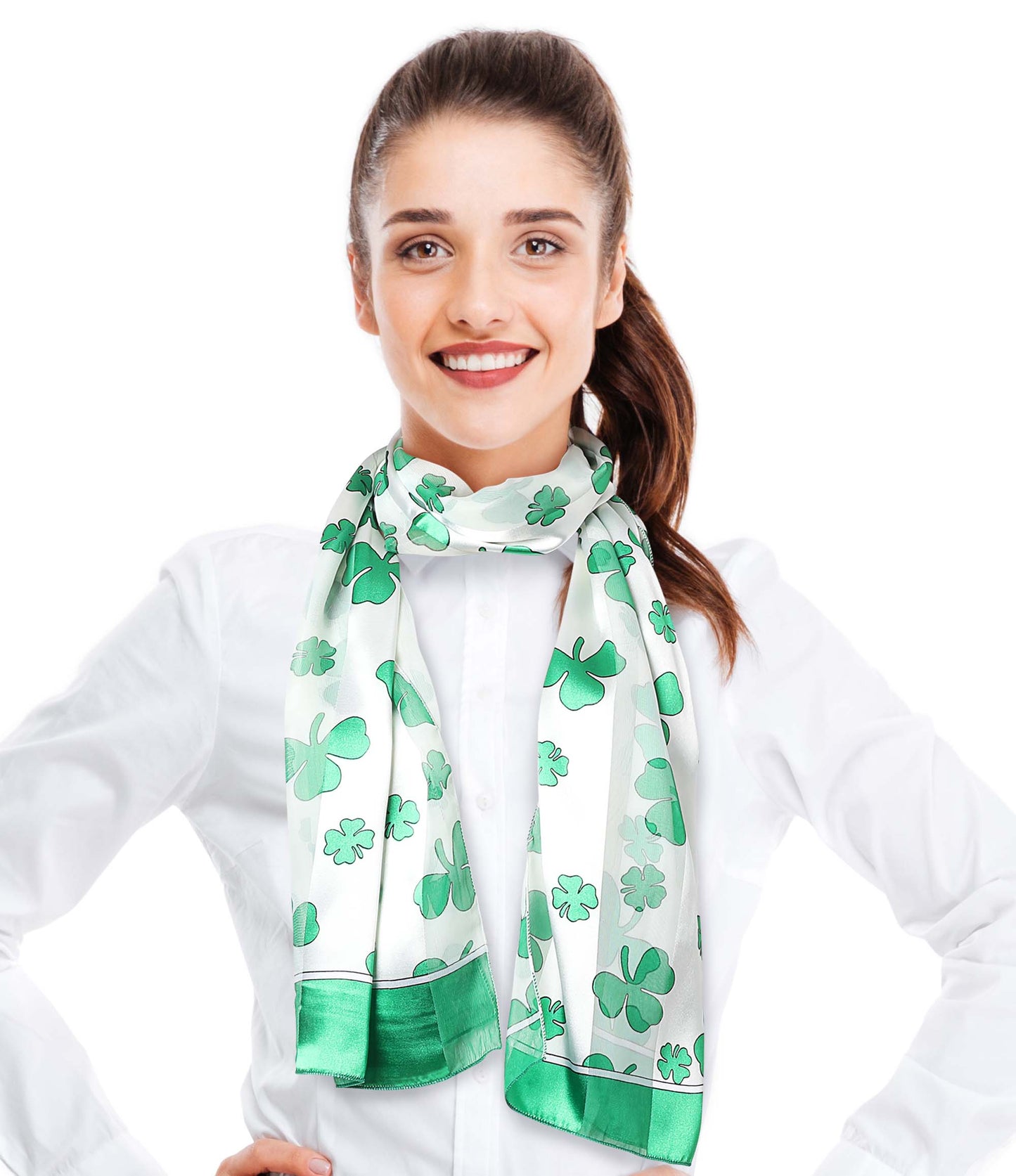 Shamrock St. Patrick's Day Theme Scarf - Silk Feeling Scarf