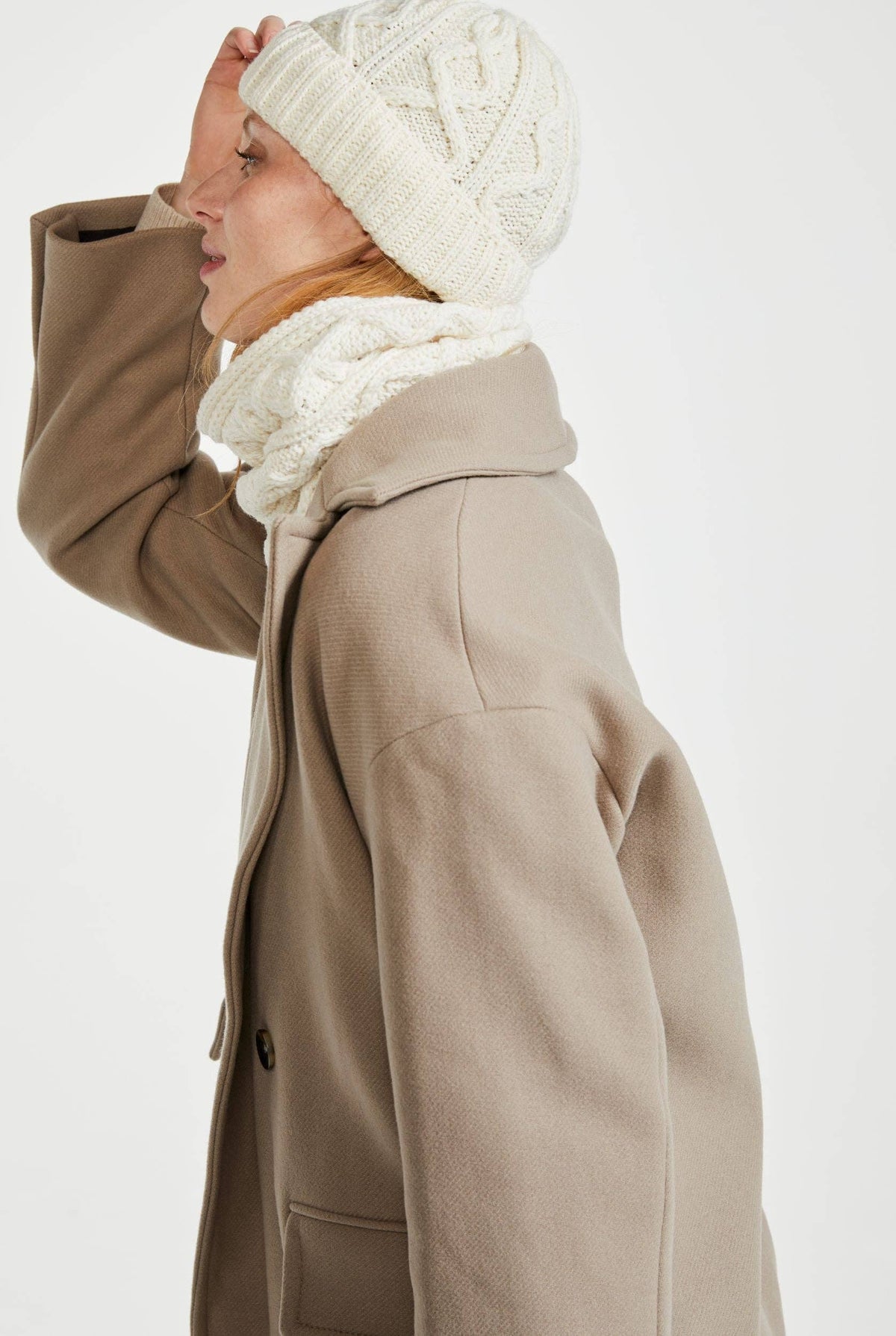Mulranny Aran Diamond Stitch Hat -  Cream