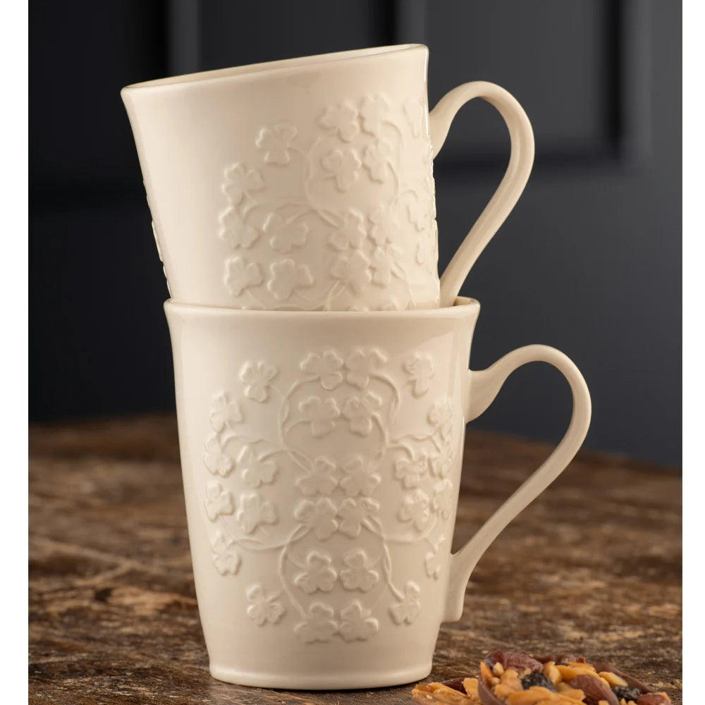 Belleek Classic Field of Shamrocks Mugs Set of 2