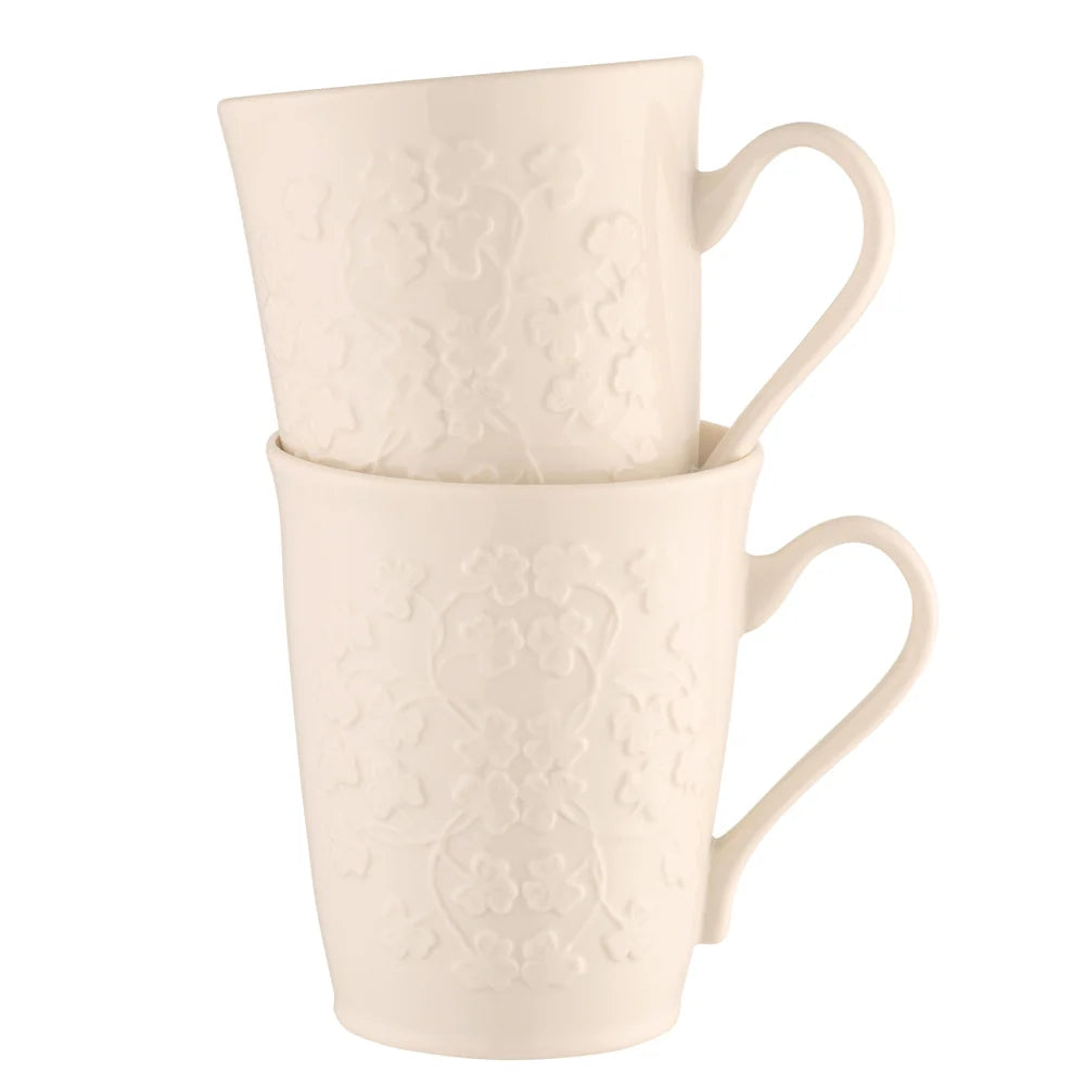 Belleek Classic Field of Shamrocks Mugs Set of 2