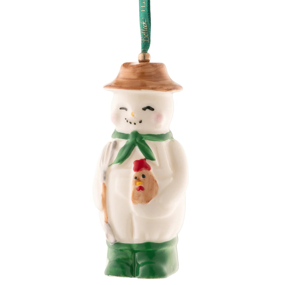 Belleek Farmer Snowman Ornament
