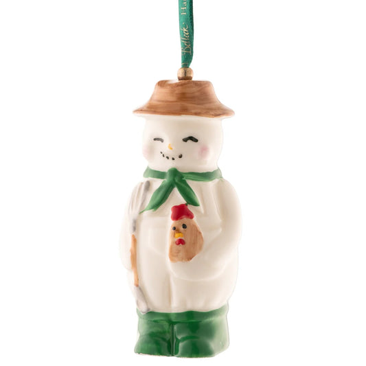 Belleek Farmer Snowman Ornament