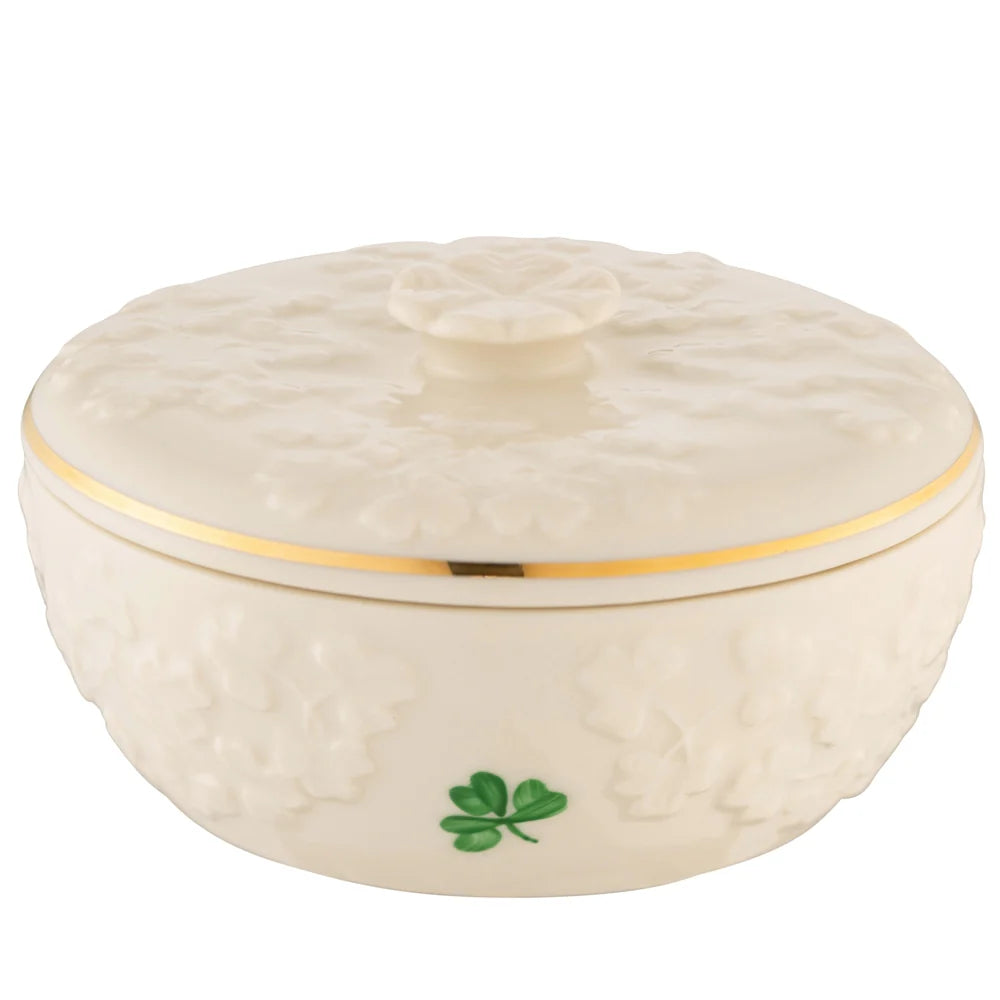 Belleek Classic Field of Shamrocks Trinket Box