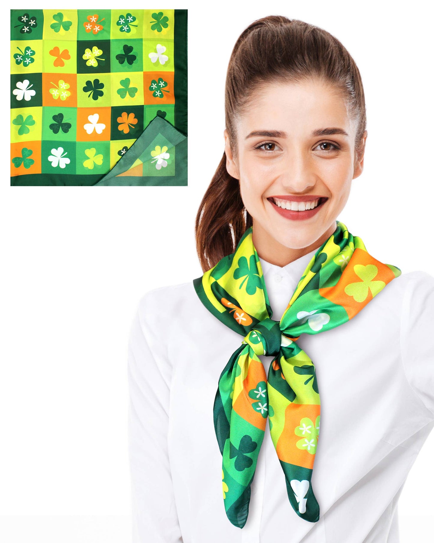Checker Shamrock 35" x 35" Square Silk Feel Scarf