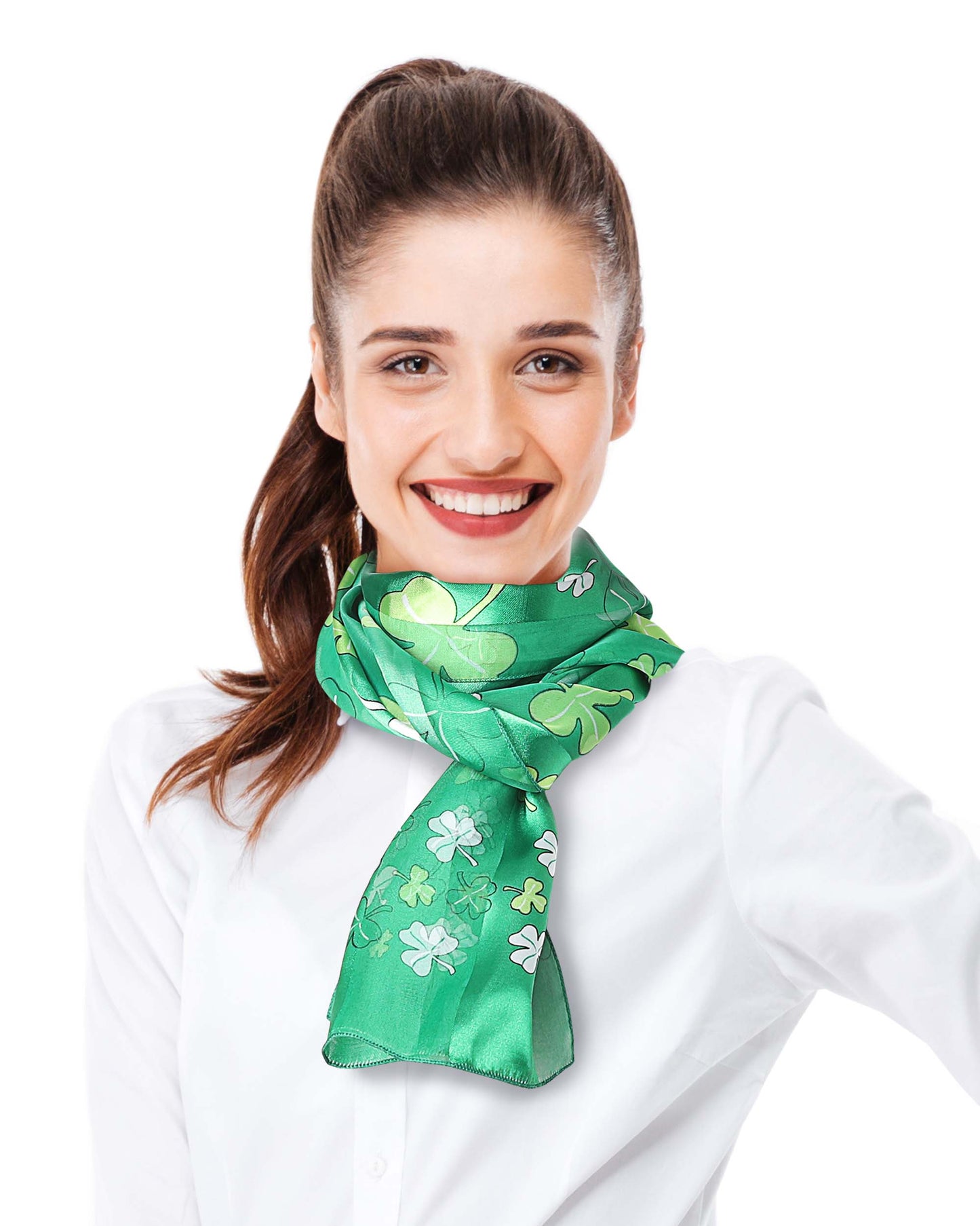 Multi Shamrock St. Patrick's Day Scarf - Silk Feeling Scarf