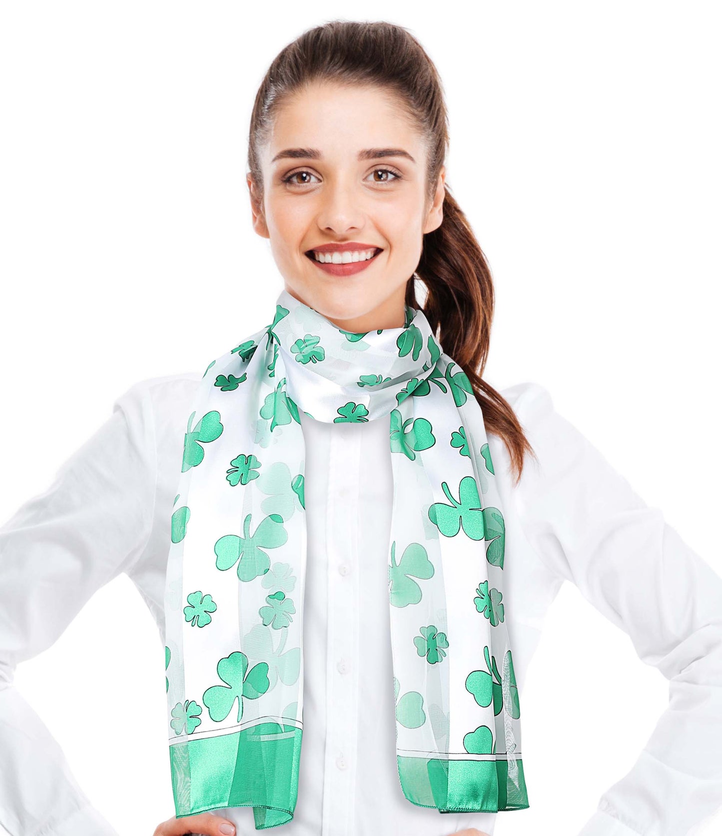 Shamrock St. Patrick's Day Theme Scarf - Silk Feeling Scarf