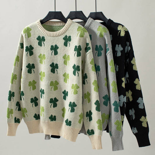 Clover Jacquard Pullover Sweater