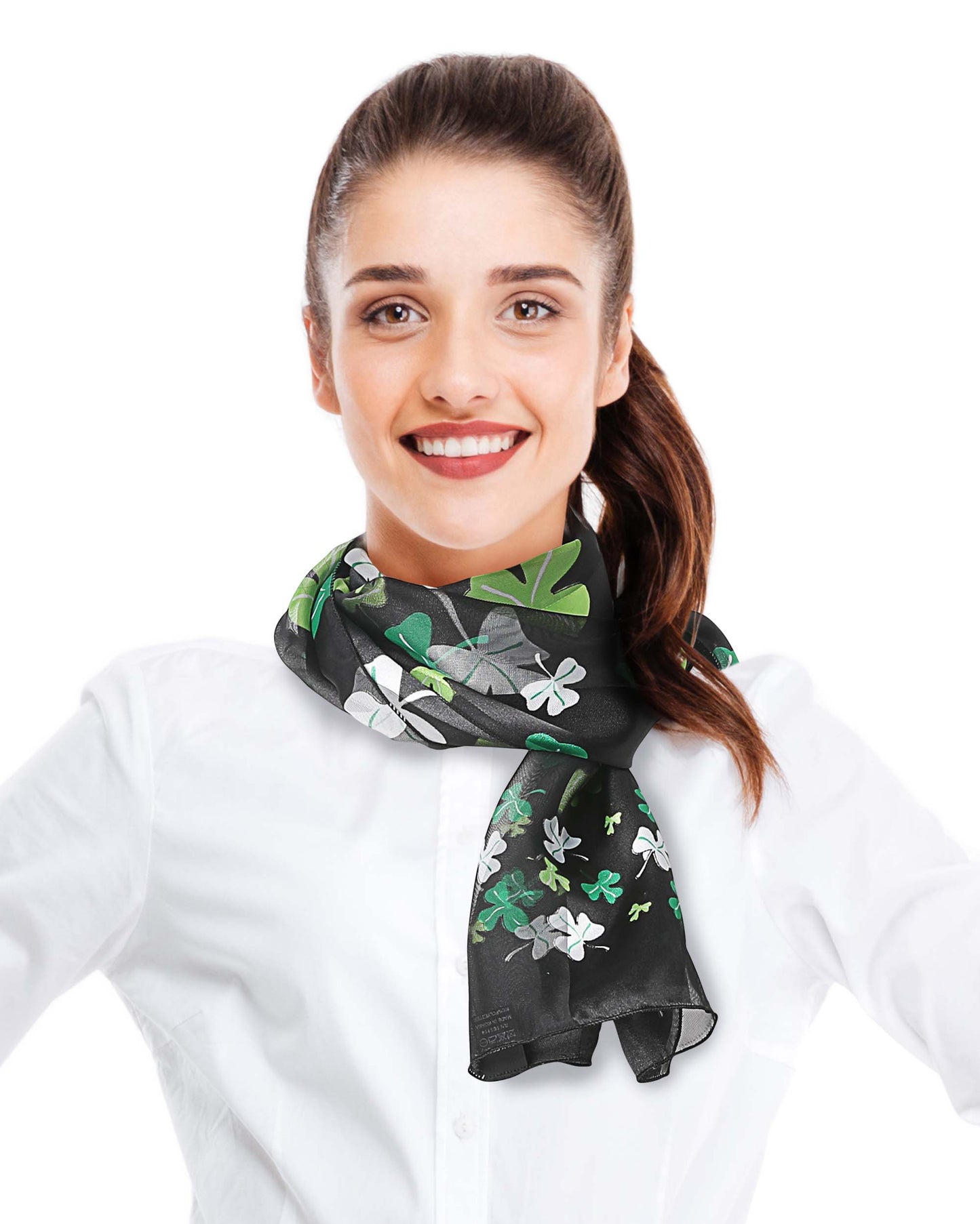 Multi Shamrock St. Patrick's Day Scarf - Silk Feeling Scarf