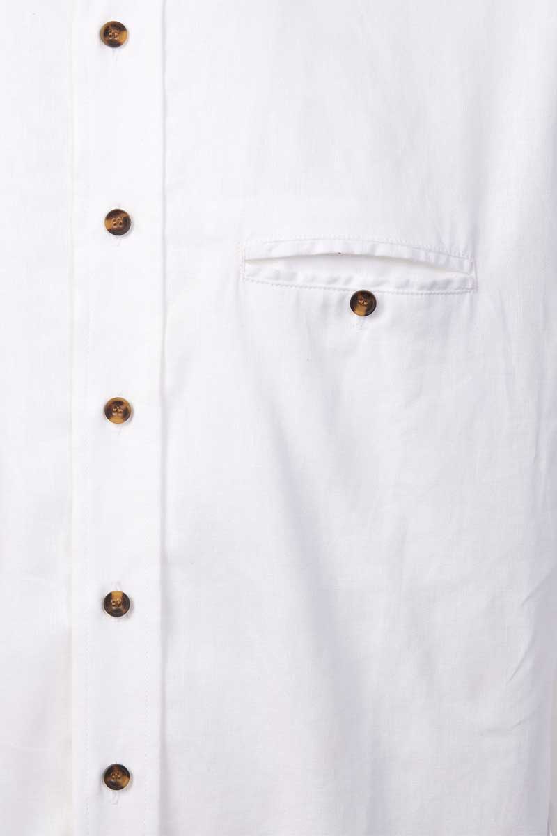 Lee Valley Irish Collarless Linen Grandad Shirt  Bleach White