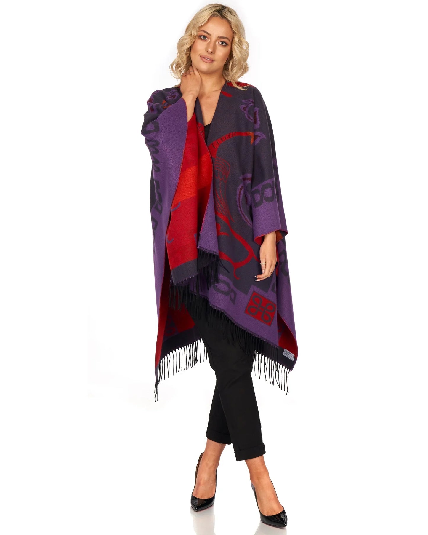 Jimmy Hourihan Fringed Shawl with Celtic Motif