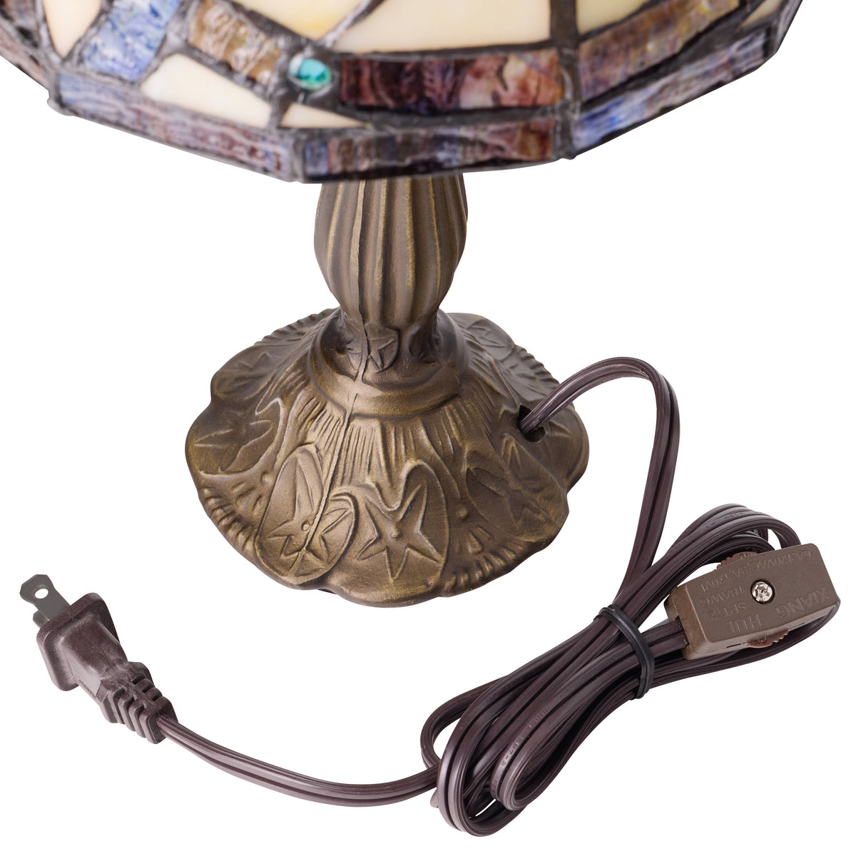 14" Celtic Pathways Stained Glass Amber Table Lamp