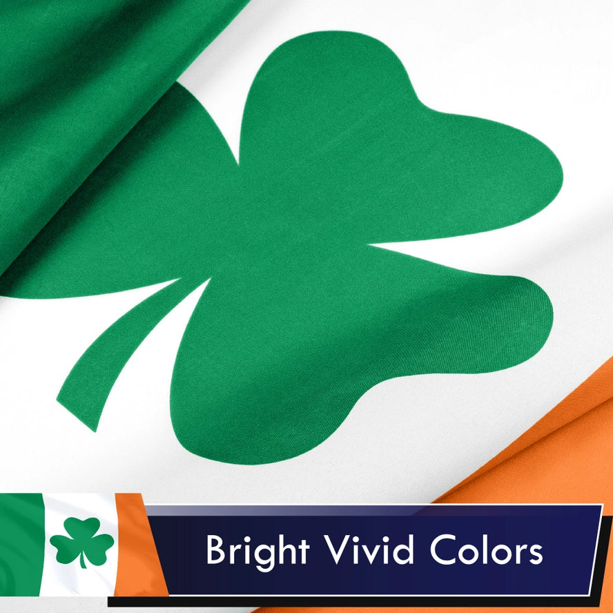 Ireland Tri Color Flag centered with a Shamrock