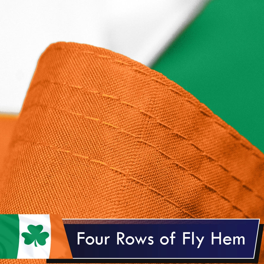 Ireland Tri Color Flag centered with a Shamrock
