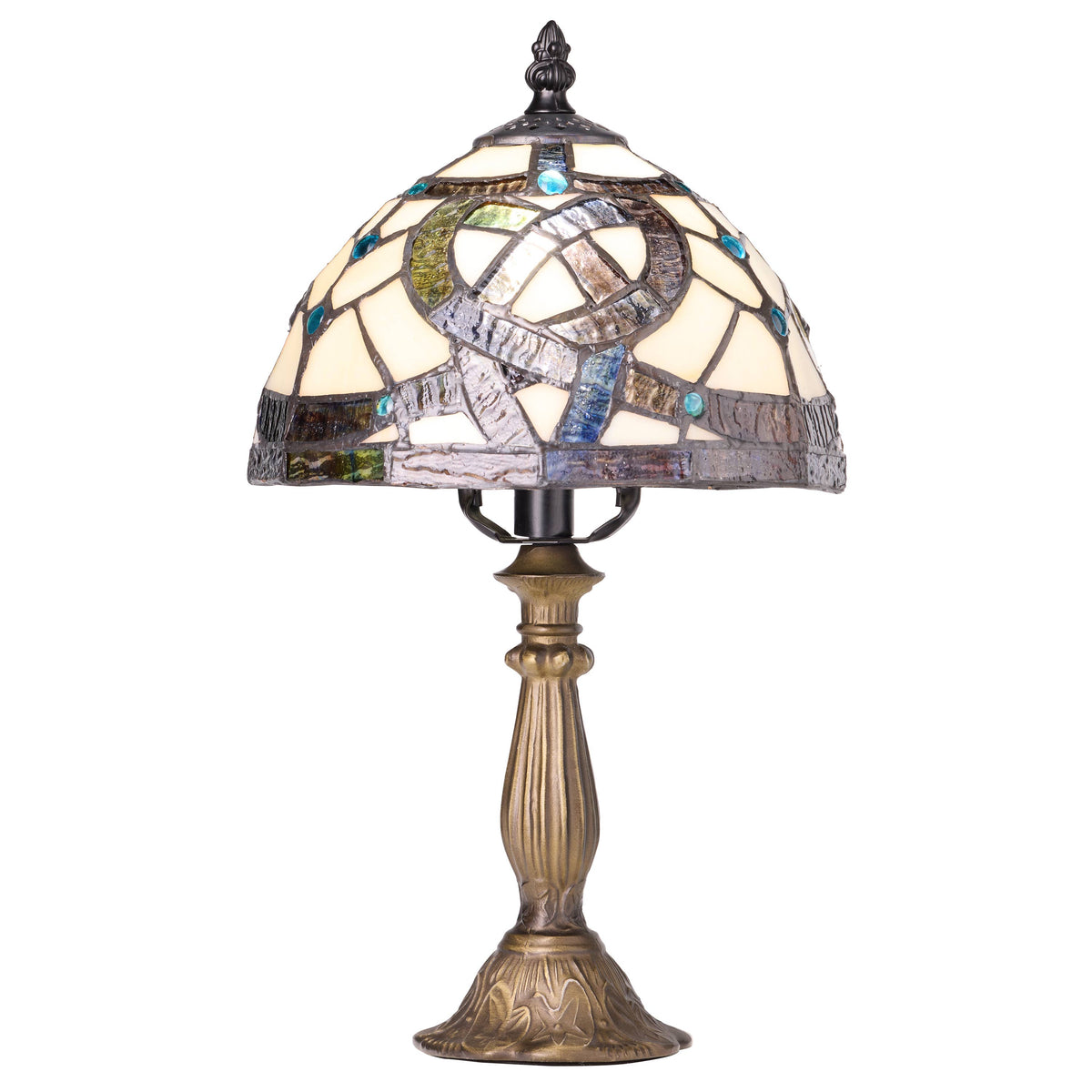 14" Celtic Pathways Stained Glass Amber Table Lamp