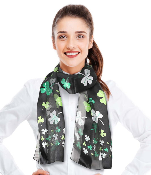 Multi Shamrock St. Patrick's Day Scarf - Silk Feeling Scarf