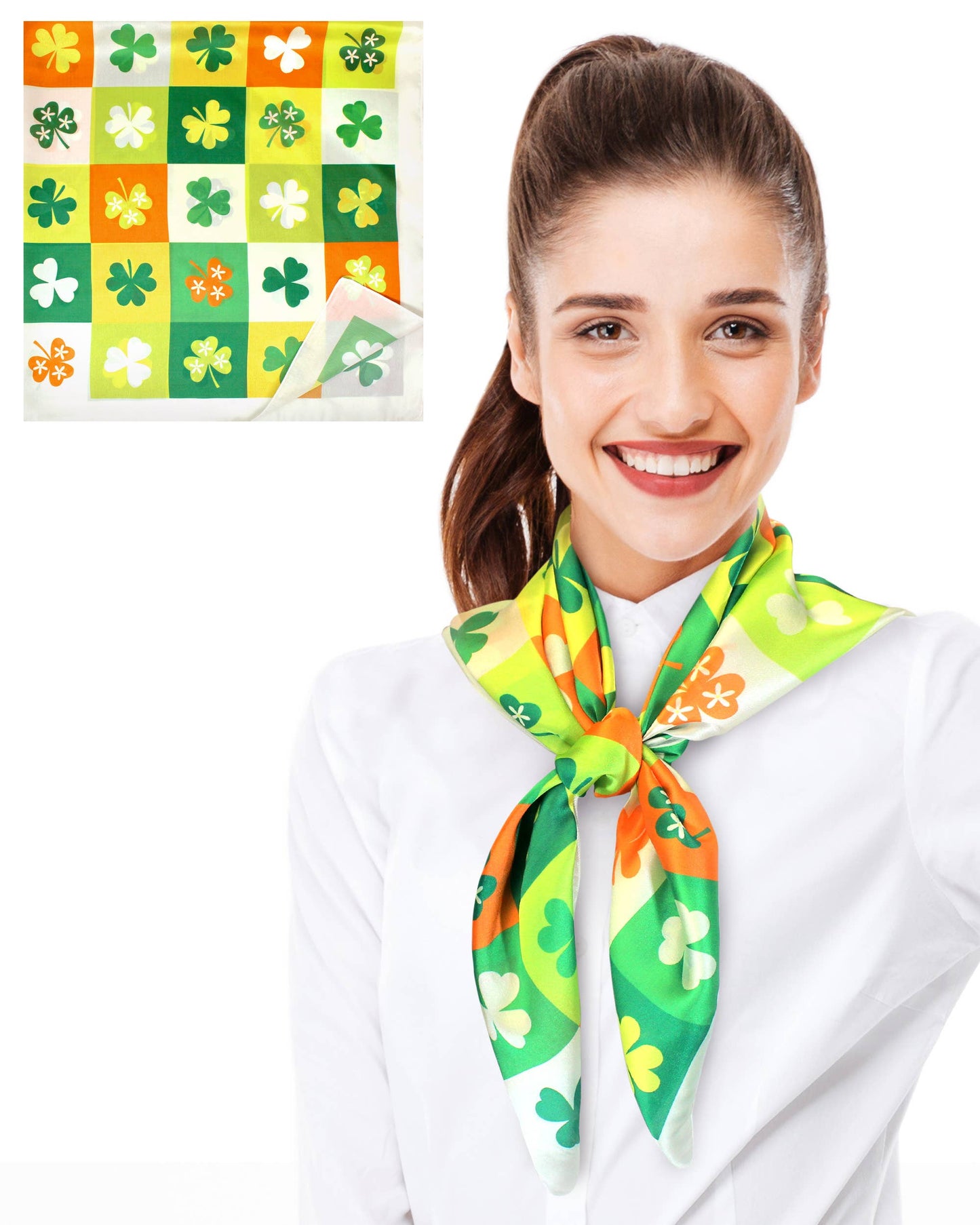 Checker Shamrock 35" x 35" Square Silk Feel Scarf