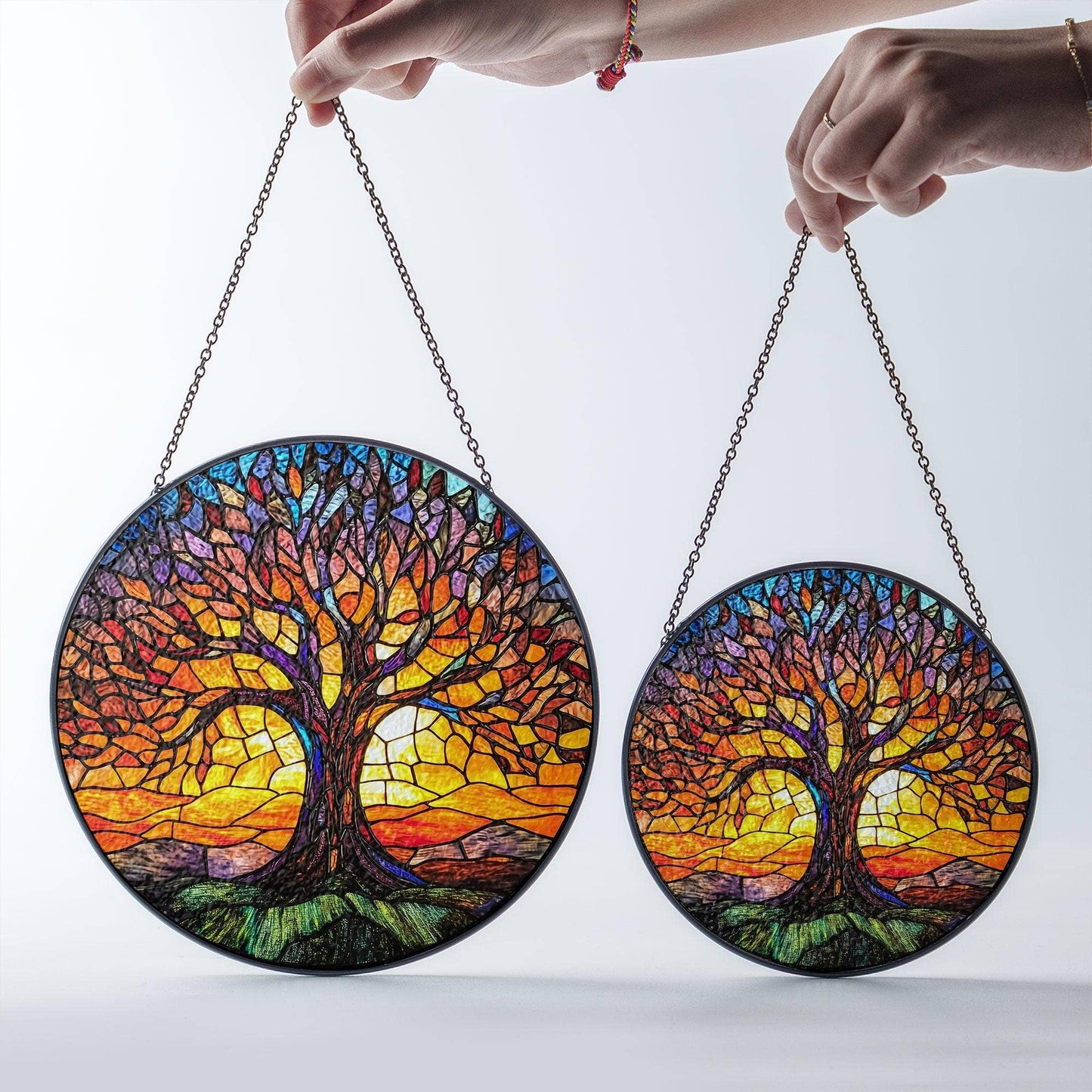 Tree of Life Stained Glass Suncatcher, Autumn Fall Decor