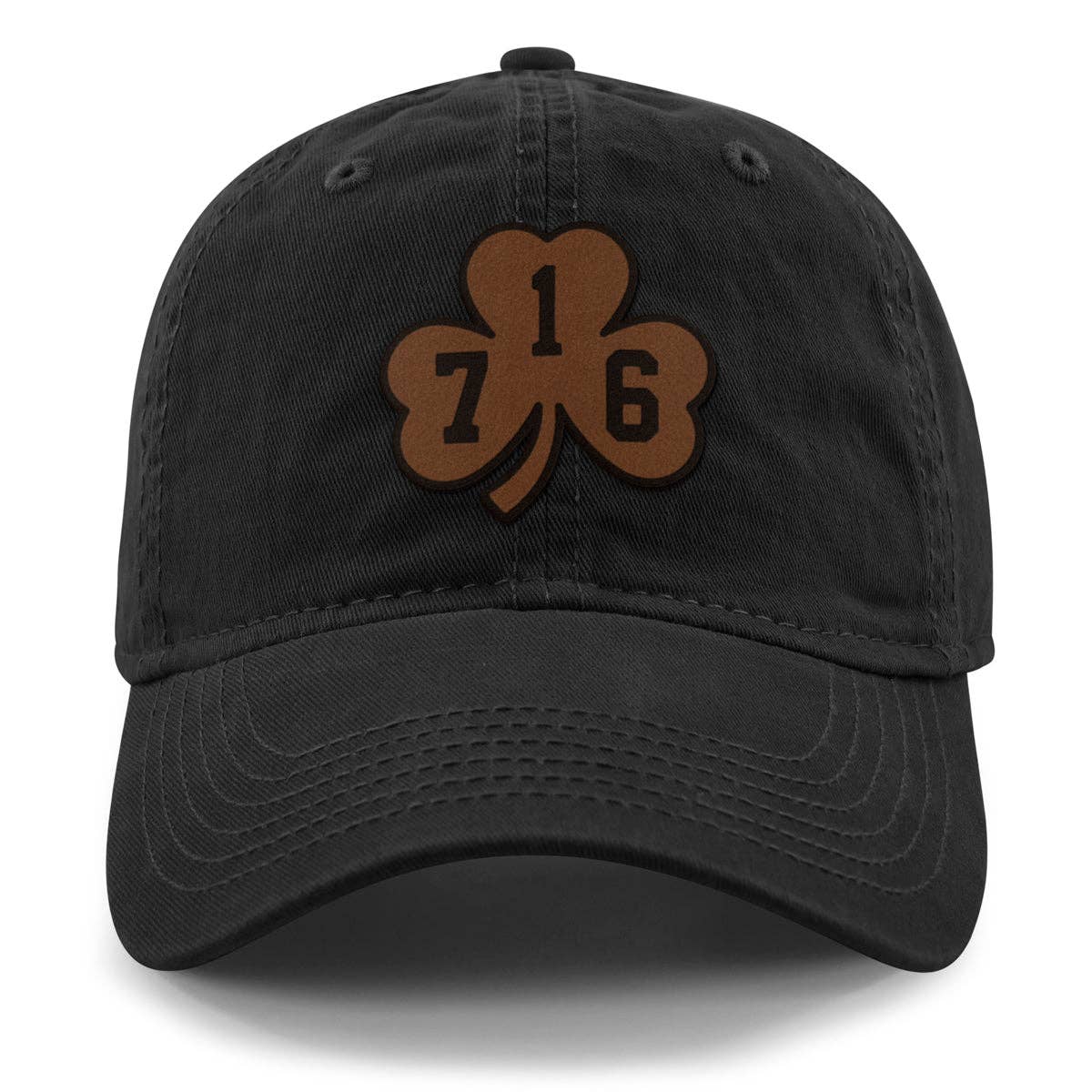 Buffalo 716 Shamrock Leather Patch Dad Hat