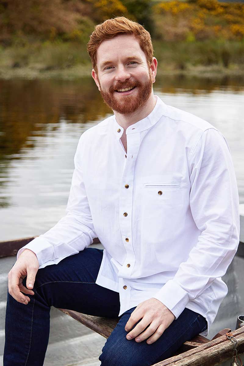 Lee Valley Irish Collarless Linen Grandad Shirt  Bleach White
