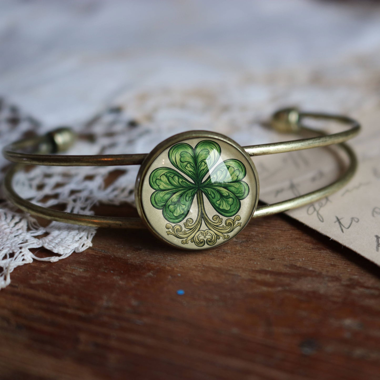 Classic Shamrock St Patrick's Day Cuff Bracelet