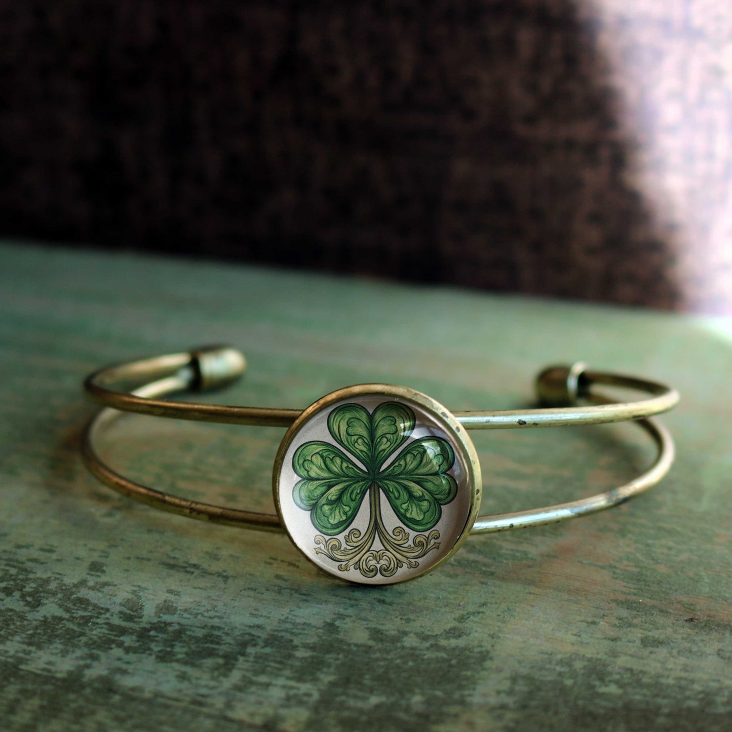 Classic Shamrock St Patrick's Day Cuff Bracelet