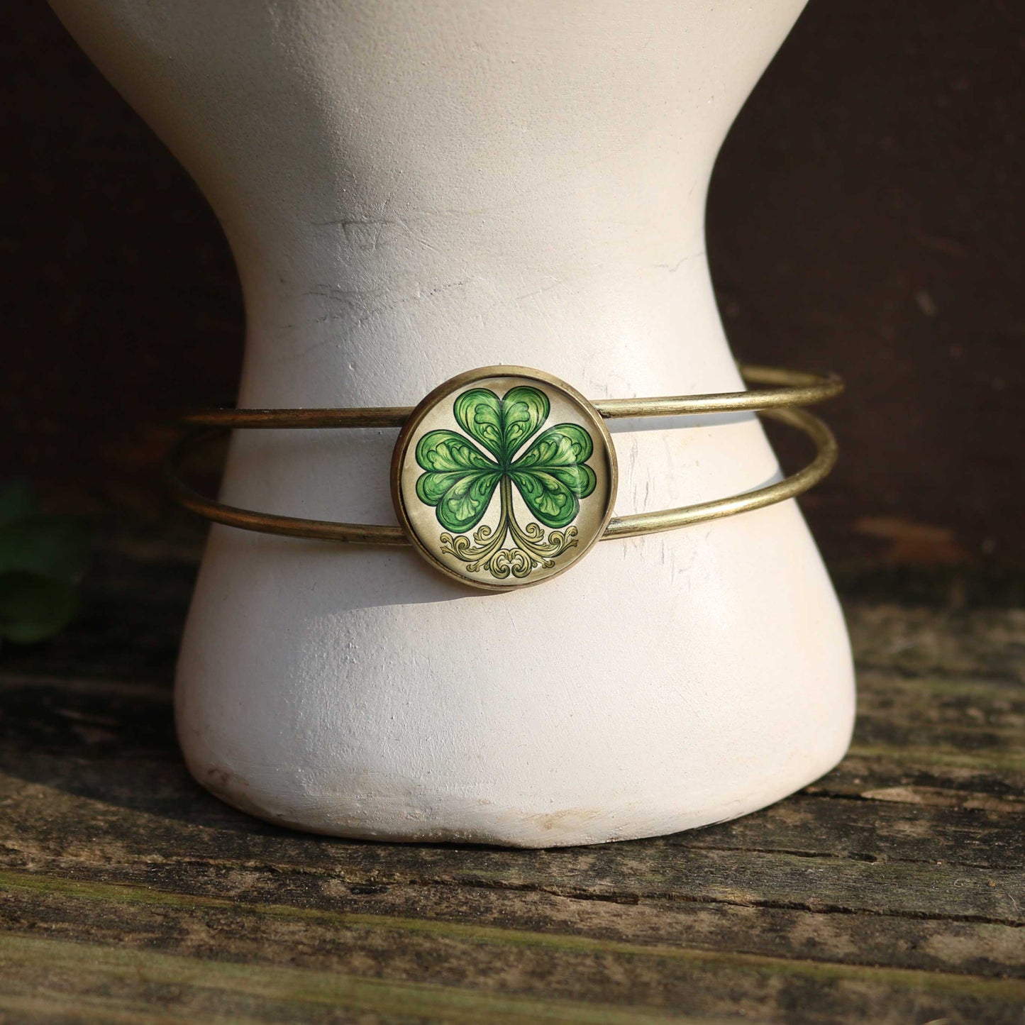 Classic Shamrock St Patrick's Day Cuff Bracelet