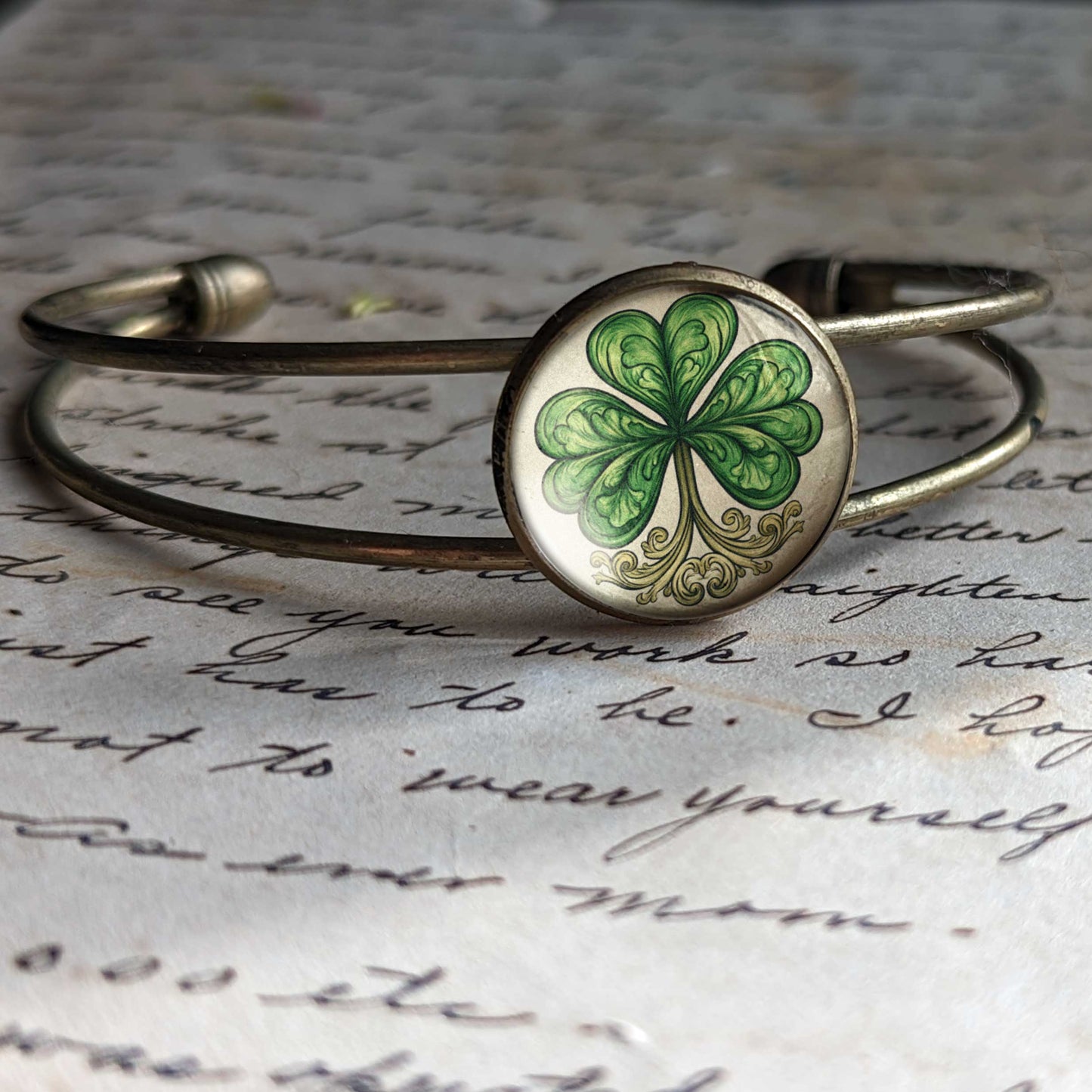Classic Shamrock St Patrick's Day Cuff Bracelet