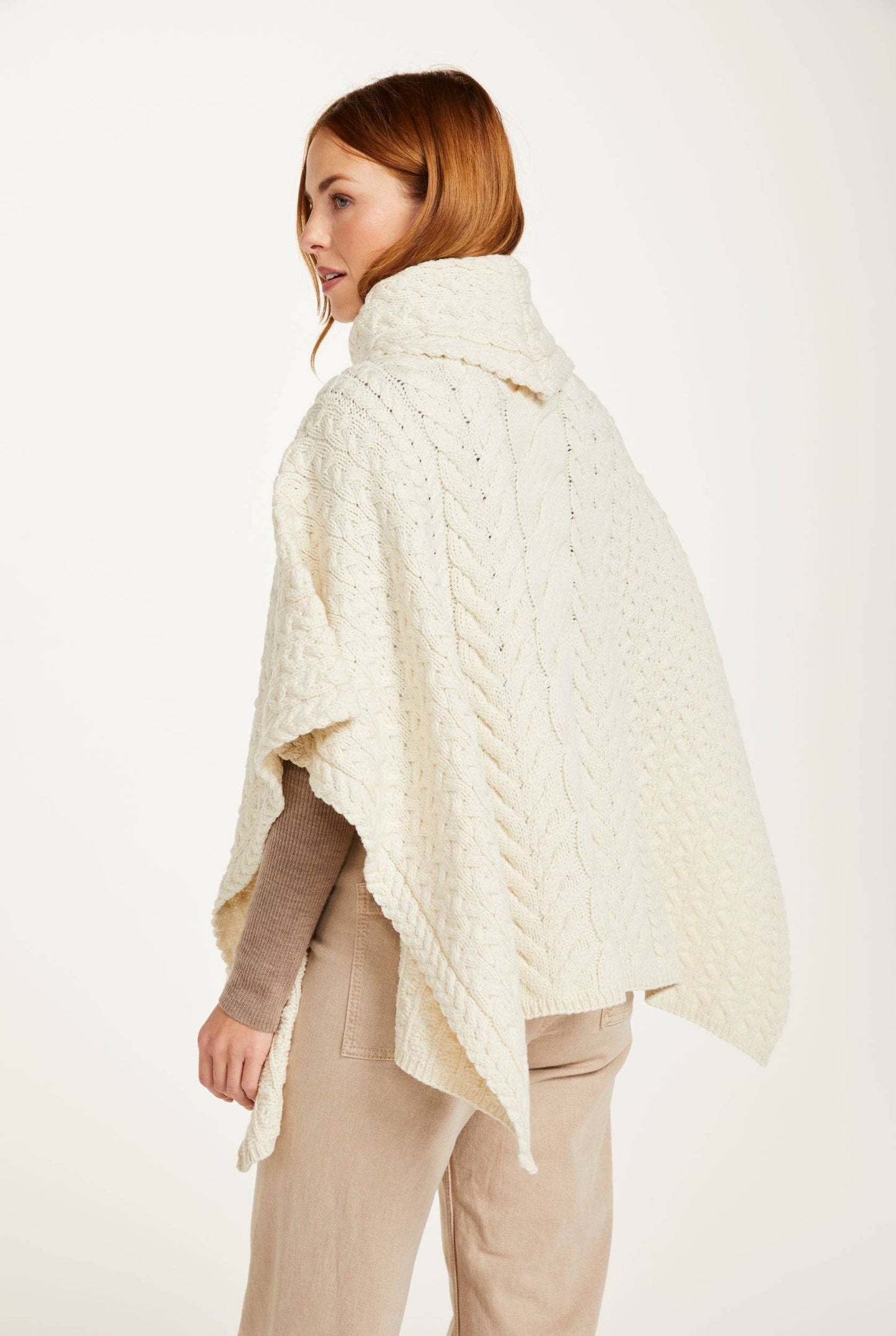Torc Ladies Aran Poncho - Cream