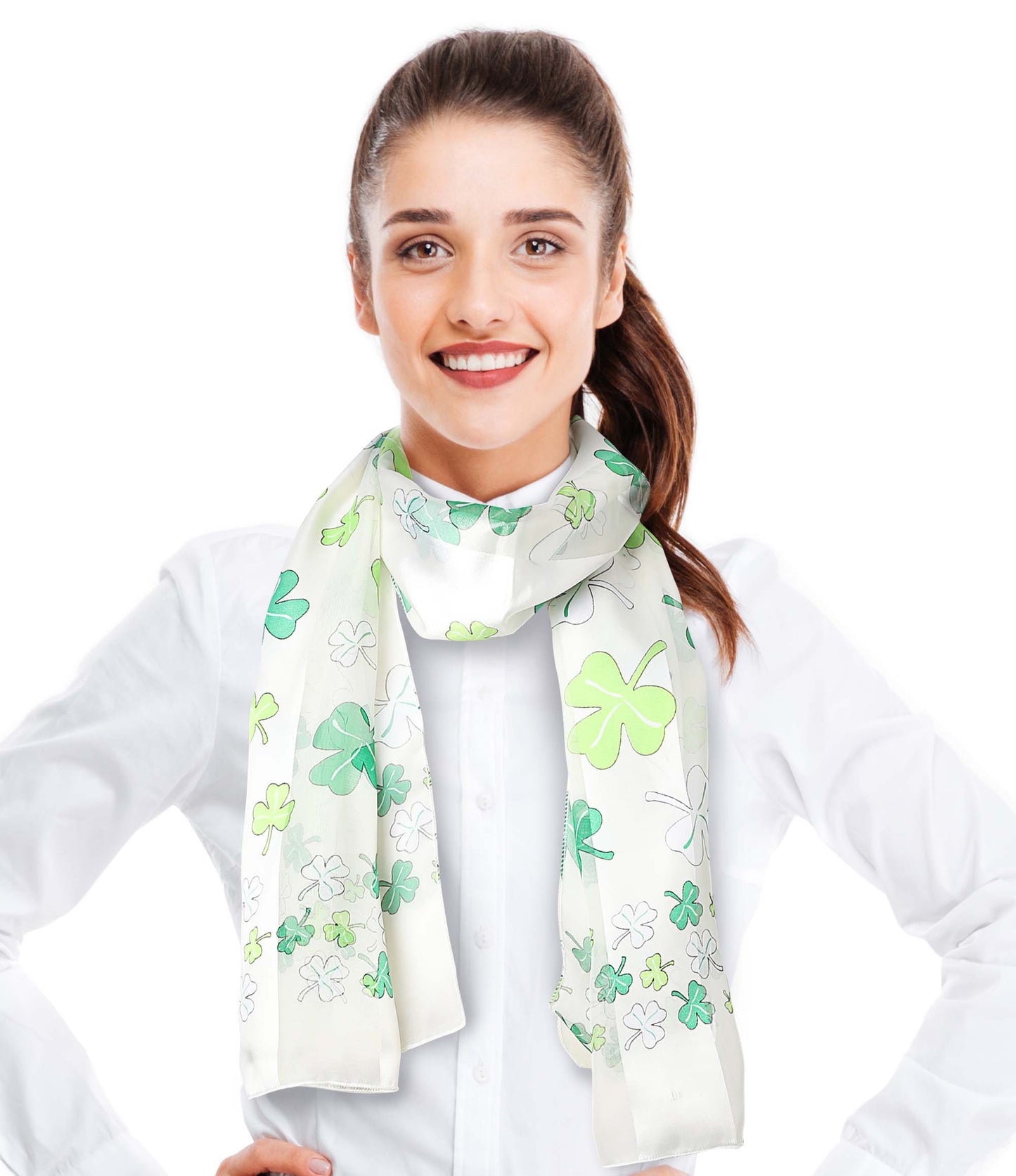 Multi Shamrock St. Patrick's Day Scarf - Silk Feeling Scarf