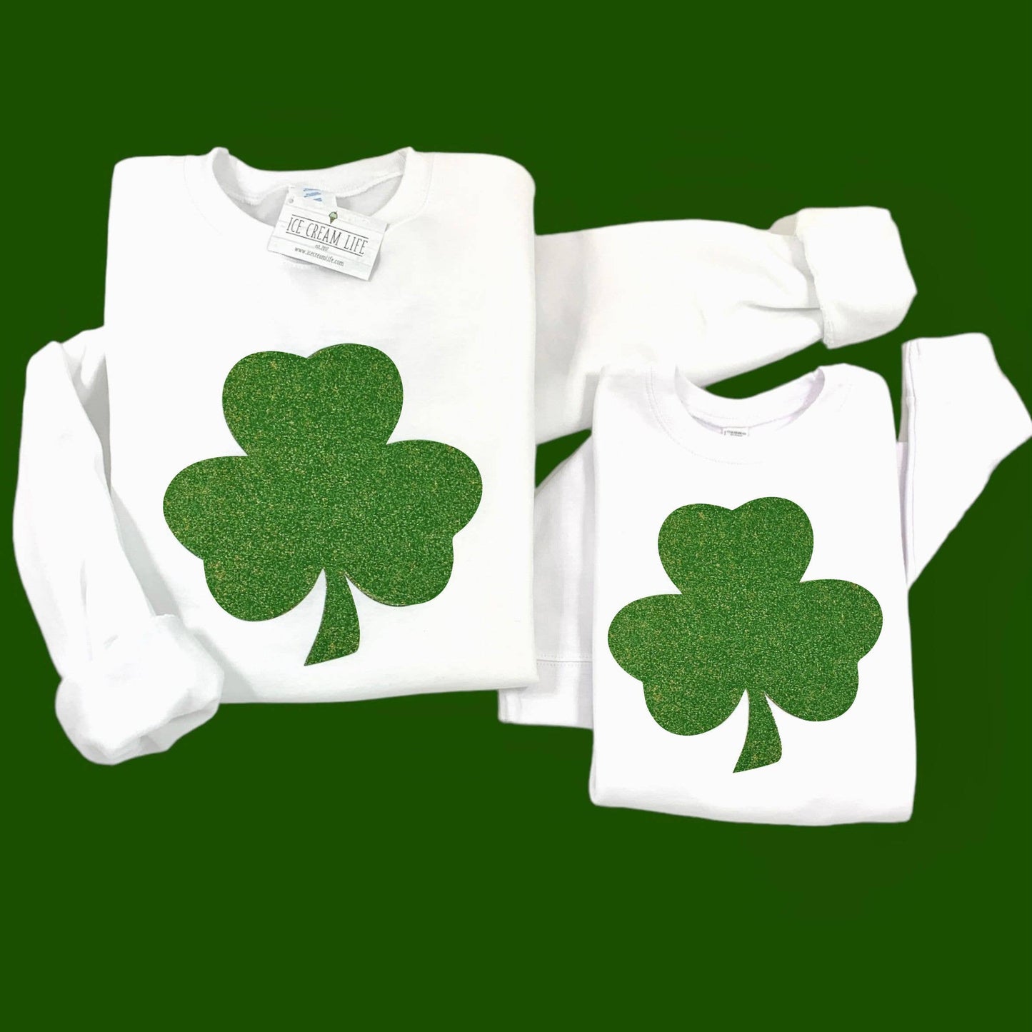GLITTER SHAMROCK SWEATSHIRT WOMENS ST PATRICKS DAY SHIRTS