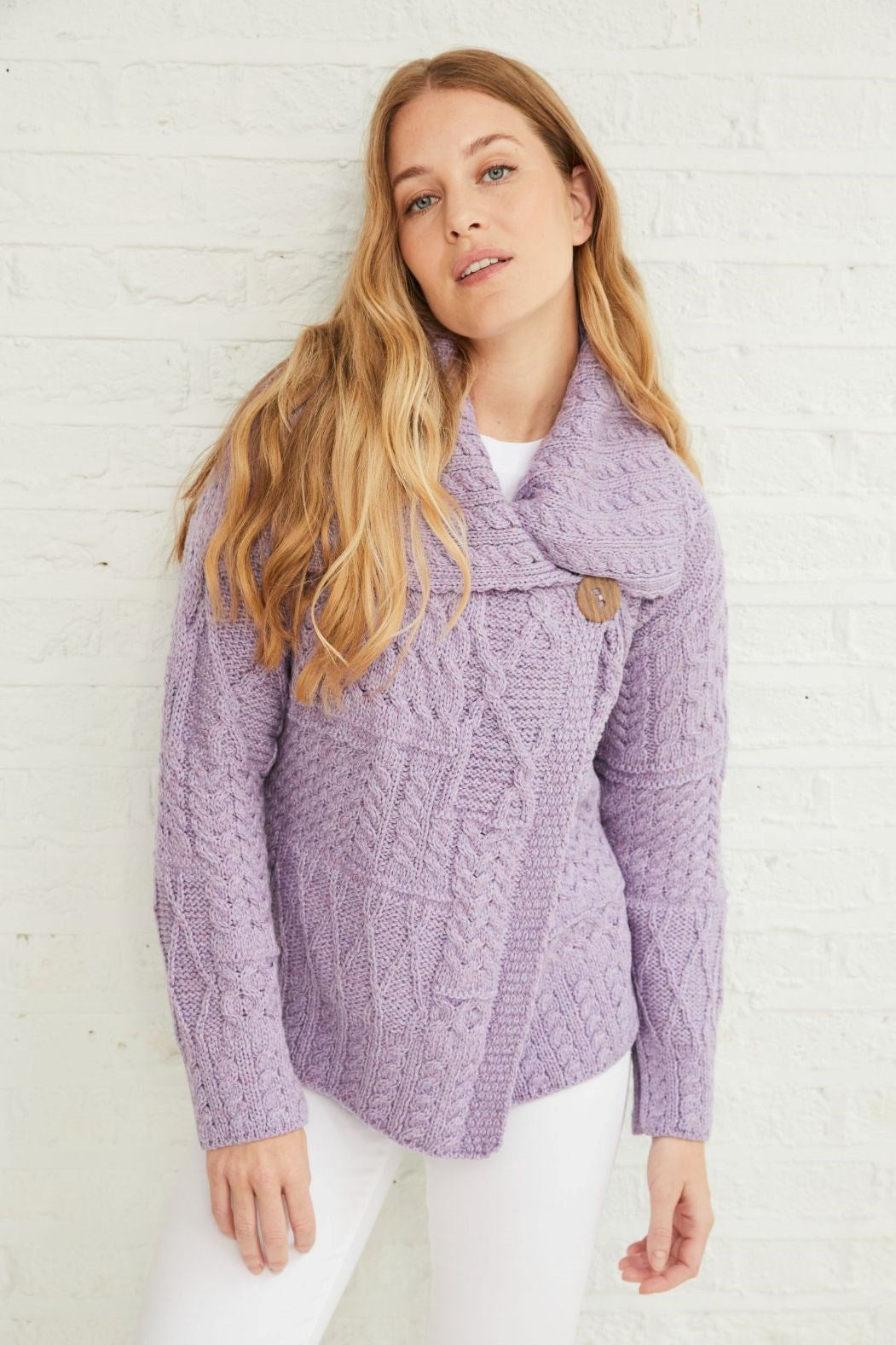 Patchwork One Button Collar Cardigan