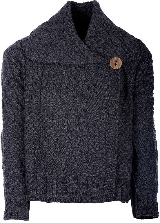 Patchwork One Button Collar Cardigan