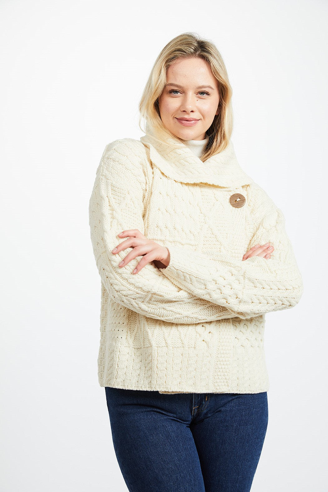 Patchwork One Button Collar Cardigan