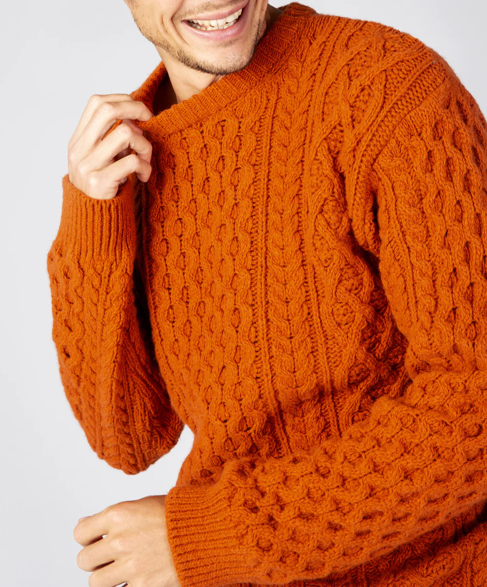 Carraig Luke Aran Sweater-Terra Cotta
