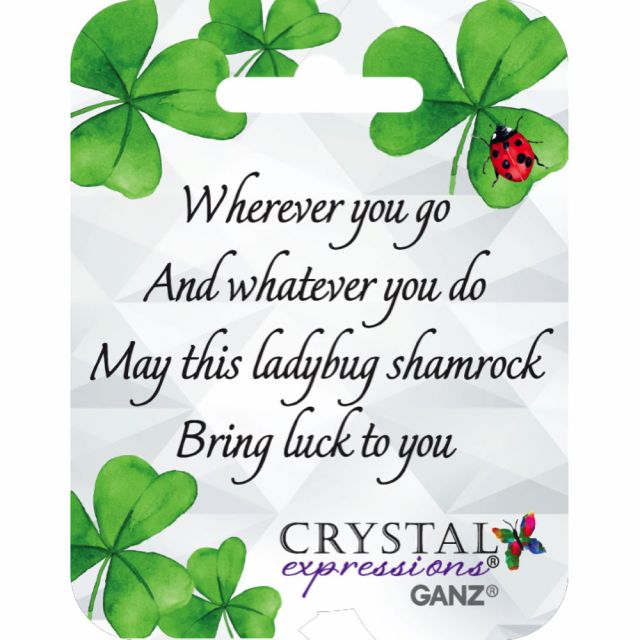 Ganz Crystal Expressions Lucky Ladybug Shamrock Ornament