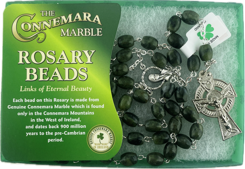 CONNEMARA MARBLE FULL ROSARY WITH OVAL BEADS