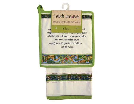 Irish Weave  Blessing Tea Towel & Pot Holder
