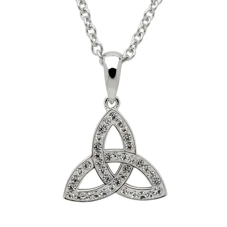 Shanore Celtic Trinity Knot Necklace Embellished With Crystals – small
