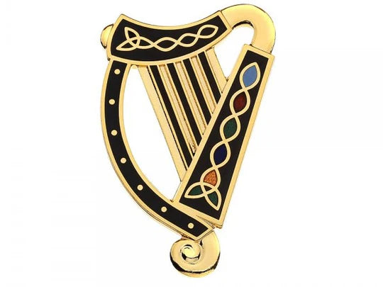 ENAMEL HARP BROOCH