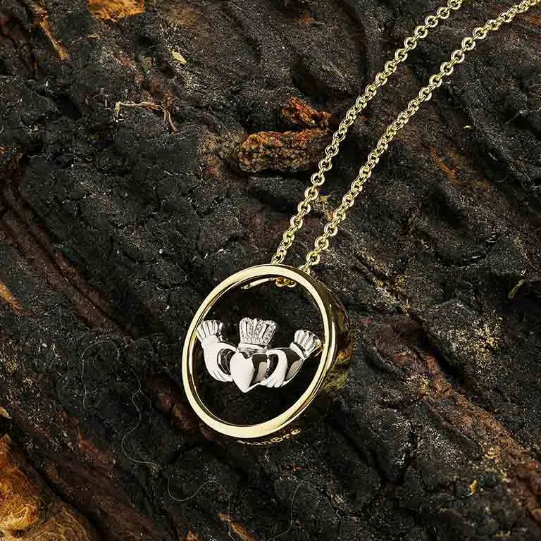 Shanore 14kt Gold Vermeil Celtic Claddagh Necklace