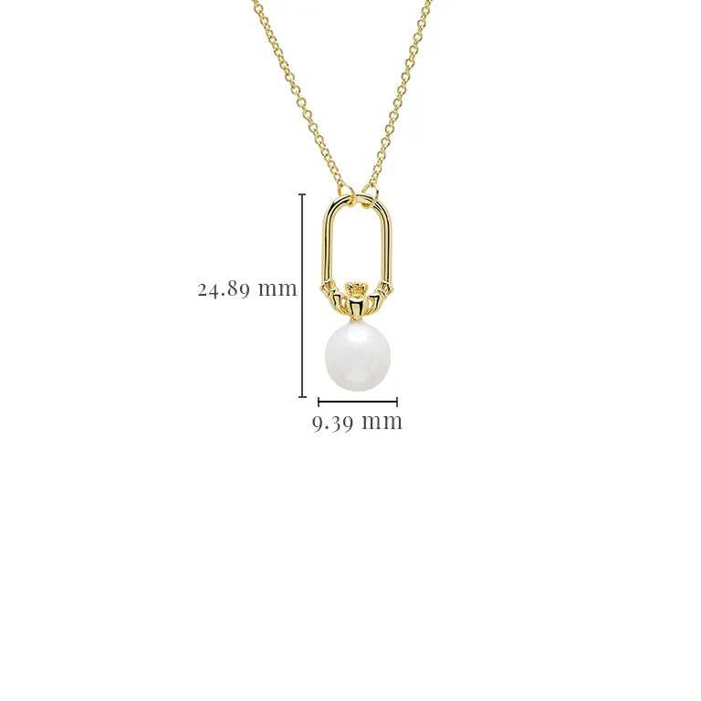 Shanore 14kt Gold Vermeil Claddagh Pearl Drop Necklace