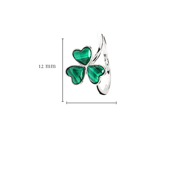 Shanore Sterling Silver Shamrock Malachite Ring