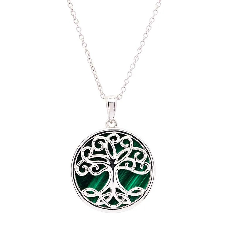 Shanore Green Malachite Sterling Silver Tree of Life Pendant