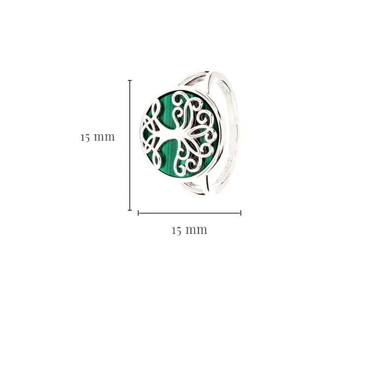 Shanore Green Malachite Sterling Silver Tree of Life Ring