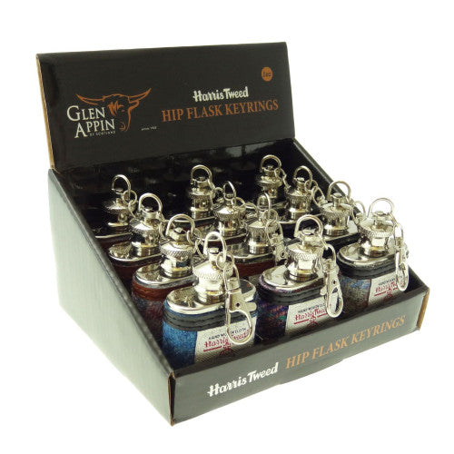 1oz Harris Tweed Hip Flask Keyring